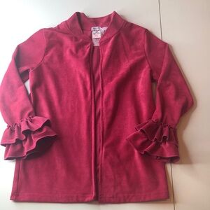 Mia Bella LOL Surprise Berry Faux Suede Soft Ruffle sleeve jacket Girls 7 EUC